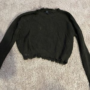 Forever 21 Olive green distressed sweater